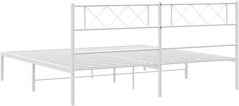 Metal Bed Frame Sturdy Powder-Coated Steel Platform with slatted Foundation and Storage Space Modern Minimalist Bedroom Furniture Mattress-Support Easy-Assembly no-Box-Spring-Needed