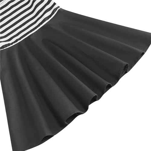 Girls Casual Vintage Ruffle Short Sleeve Striped Patchwork Dresses with Belt Party Holiday Evening Dress for Kids4