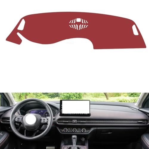 Leather Dash Board Cover mat Compatible with Honda HRV 2023，Anti-Slip,Sun Protection Dashboard Cover-red