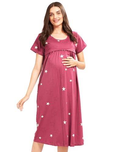 Image of AV2 Women Cotton Printed Maternity Nursing & Feeding Relaxed Fit Nighty -3149