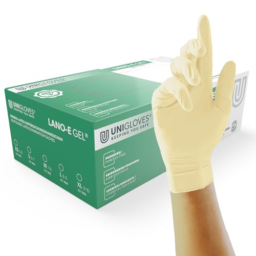 Unigloves LANO-E-GEL® 1905 gants d'examen jetables non poudrés en boîte de 100 pièces