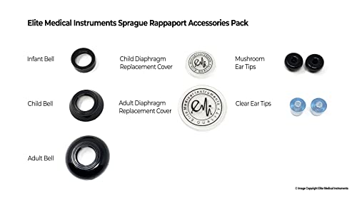 Image of EMI Pink Sprague Rappaport Stethoscope with Black Aneroid Sphygmomanometer Blood Pressure Cuff Medical Nurse Set #340