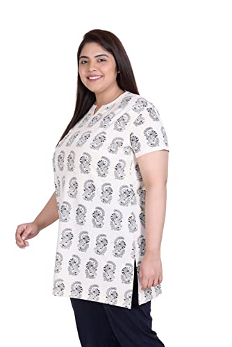 Image of In Love Women's Cotton Plus Size Longline T-Shirt Half Sleeve with Pockets | Cotton fabric - soft longline T-shirt with easy plus-size fit