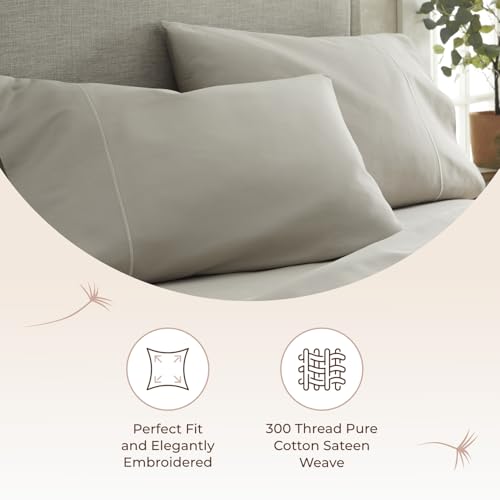 Image of 100% Organic Cotton Pillow Cases Queen Size Set of 2-100% Cotton Pillowcases GOTS Certified 300 Thread Count - Naturally Cooling Comfortable Breathable & Soft Pillow Cases (Pewter, Queen)