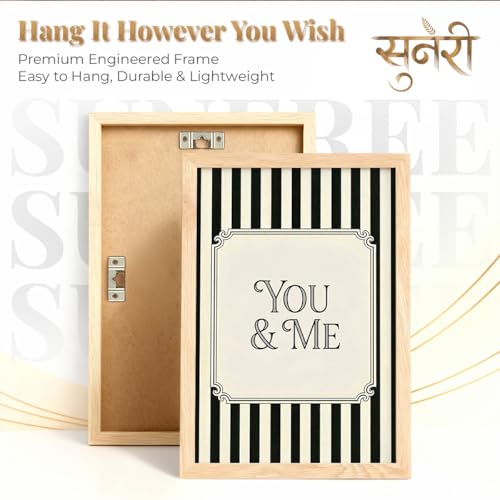 Image of Suneree You and Me Better Together Wall Art Set of 2 Framed Paintings | Couple Quote Black White Vintage Poster | Bedroom Home Decor (Art 10, 10x13 Inches)