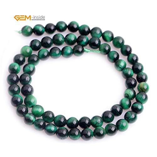 Gem-Inside 6Mm Green Blue Tiger Eye Gemstone Loose Beads Dyed Color Round Crystal Energy Stone Power For Jewelry Making 15" #TOP2