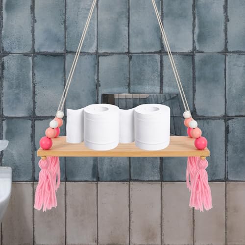 Estantes de pared de madera rosa nórdica para organizar dormitorios infantiles 6