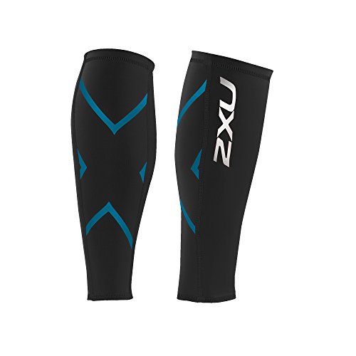 2XU Compression Calf Guards, Black/Capri Blue, Large