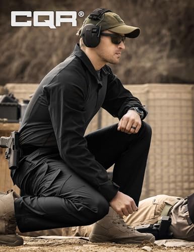 Image of CQR Men's Tactical Combat Shirt, 1 /4 Zip Long Sleeve Breathable Military BDU Training Top for Shooting, Hunting, Range Use