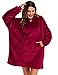 YEPLINS Übergroße Hoodie Sweatshirt, Decke Sweatshirt Damen Decken Hoodie,Plüsch Pullover Decke mit Kapuze Hoodie Blanket, Rot, Einheitsgröße