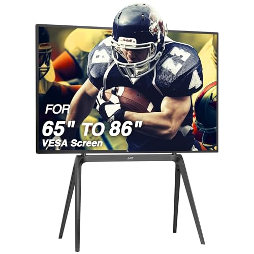 AVLT Studio Steel Quad TV Floor Stand for 65\" to 86\" VESA Screens - Supports Up to 132 LBS (60 KG) - Includes Anti-tip Restraint Kit (Black)