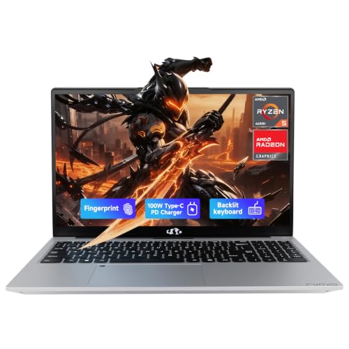 Image of NIMO 15.6 inch FHD IPS Gaming Laptop, AMD Ryzen 5 6600H (Up to 4.5GHz, Beat i7-1165G7) 16GB DDR5 RAM 512GB PCIe 4.0 SSD, AMD Radeon 660M GPU, 100W PD Fast Charging, Fingerprint for Student & Business