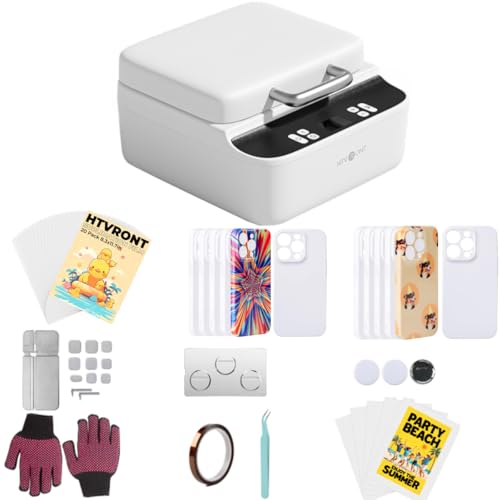 HTVRONT Phone Case Heat Press Machine Bundle Compatible with iPhone & Android - with 20 Pcs Sublimation Film, and Phone Case Compatible with iPhone 16 Pro Max(6 Pack), 15 Pro Max (6 Pack)