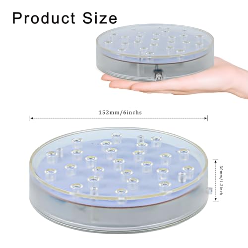 Image of Led Light Base 6 Inch Round LED Pedestal Display Stand for Home Decoration | Round light base, USB charging & battery dual power supply, fits crystal glass art, vase, mini Eiffel Tower ornament