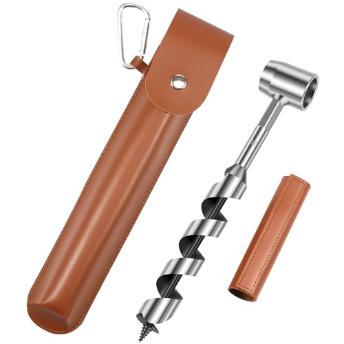 LYDODOKA Hand Auger Wood Drill, Portable Auger Drill Tools, Survival Gear Wrench, Scotch Eye Manual Hole Maker for Camping, Outdoor, Hiking and Woodworking (10 inch)