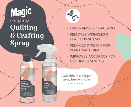 Magic Premium Quilting & Crafting Spray Bottle – Fabric Spray For Cutting, Creasing, & Sewing – Best Press Spray Starch For Quilting To Flatten Seams & Wrinkles – Wrinkle Spray (16Oz Trigger) 3 Pack #TOP2