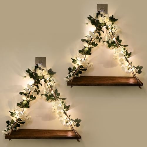 Best Accent Wall Colors for Bedroom to Highlight Your Art and Decor 9 Shelf for Wall,Floating Shelves,Floating Shelves for Wall No Drilling,Adhesive Shelves,Command Strip Shelf,Bedroom Decor Aesthetic,Room Decor Aesthetic,2-Piece Set(White Flower)