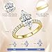 AVECON 3.5CT Marquise Cut Engagement Ring for Women, Wedding Promise Cubic Zirconia Band, 14K Gold Plated Bridal Half Eternity Simulated Diamond Rings for Anniversary, Size 6