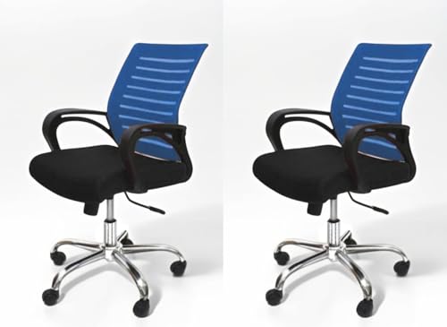 Image of Ngfc Office Chair for Home with Back Support Arm Rest 360 Degree Rotating Office Chair with Tilt Lock Mechanism High Comfort Seating Ergonomic Chair for Home & Office (2, Blue)