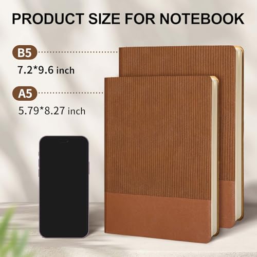 Image of Lined Journal Notebook for Work College Ruled Note Book 7.2 inchx9.6 inch B5 PU Leather Daily Journaling 160 Pages for Women Men Writing Home School Supplies Business (Brown)