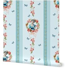 Peel & Stick Wallpaper 6ft x 2ft - Jane Austin,Antique Floral,Vintage Rose,English Countryside,Redoute Roses,Historical Custom Removable Wallpaper by Spoonflower