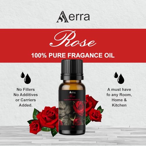 Image of Aerra Rose Fragrance Oil (15ml) for Puja, Diffuser, Candles, Soap Making | Luxury Aroma Oil for Weddings, Spa, DIY