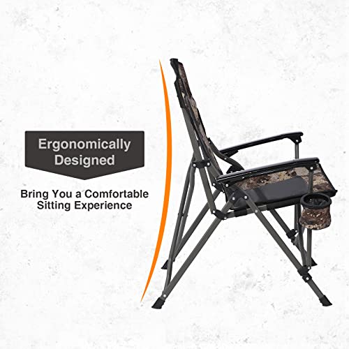 Tr Foldable Camping Chair Hard Arms, Portable Lawn Chair For Adults,Outdoor Chairs Heavy Duty With Mesh Backrest Cup Holder,Support To 300Lbs (Camo) #TOP6
