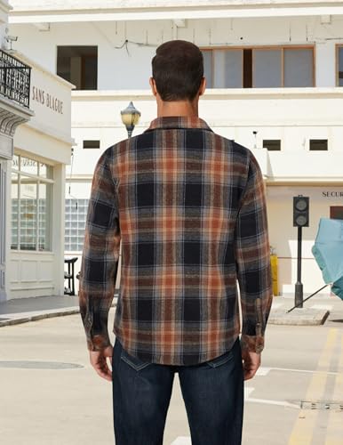 COOFANDY Men's Long Sleeve Flannel Shirts Fashion Plaid Jacket Casual Button Down Shirt with Pockets3