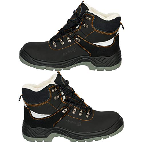 Profus Winter Arbeitsstiefel Sicherheitsstiefel Warme Arbeitsschuhe Gefüttert mit Kunstwolle S3 (Yukon-W-S) (43 EU)
