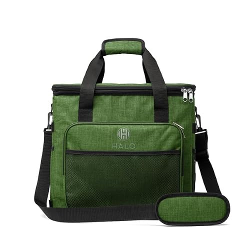 Halo 28L Hybrid Cooler & Warmer Bag | Electric Travel Cooler, Collapsible for Easy Storage, Keep Drinks Cold & Food Warm, Ice Free Cooling, Includes Shoulder Strap, DC Power Cord & AC Adapter — Green