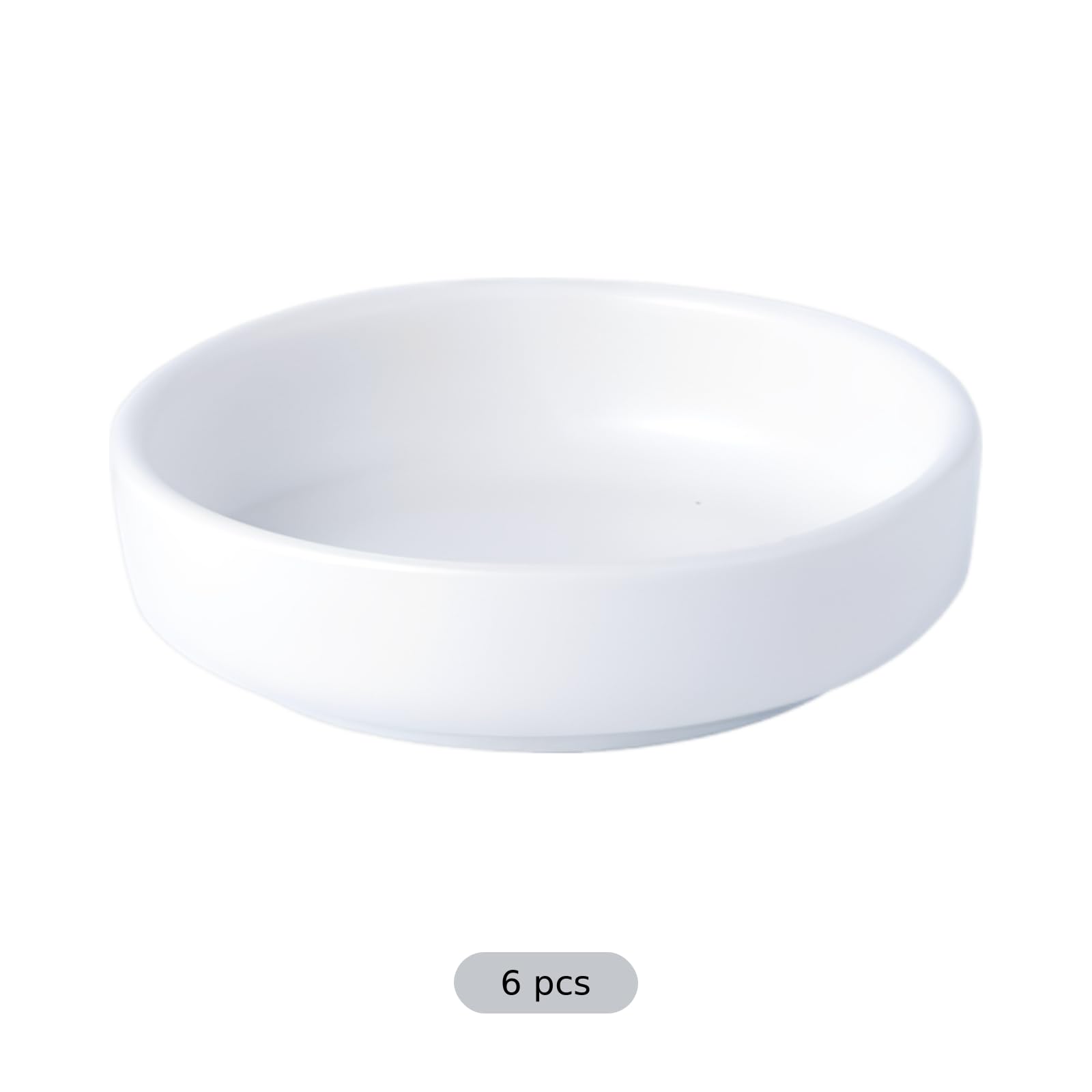 6 Stk. Keramik-Dippschalen mit 9 cm Durchmesser, 2,5 cm Höhe, weiße Sojasaucenschalen, kleine Servier- und Dipschalen für Soßen, Gewürze und Beilagen im minimalistischen japanischen Stil