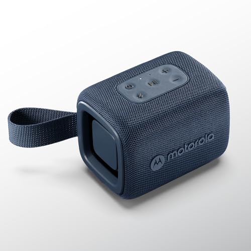 Motorola ROKR 300 Wireless Portable Bluetooth Speaker with Dual Built-in Passive Radiators, IP67 Water and Dust Resistant, Clear Vocals, Compatible with iPhone, Blue