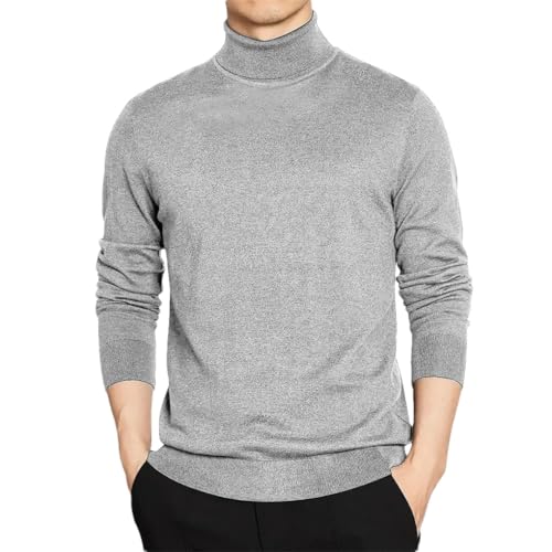 Solid Color Casual Simple Classic High Collar Vintage Slim Fit Men's Sweater
