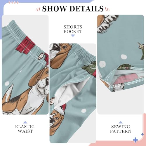 ZZXXB Merry Christmas Beagle and Tree Boys Long Pants Soft Trousers Elastic Waist Kids Lounge Bottoms with Pockets S-XL4