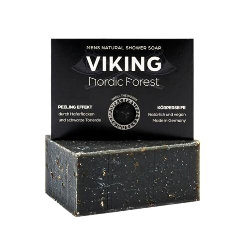 Viking Nordic Forest Peeling-Seife Männer Mens Natural Shower Soap, Naturkosmetik, Naturseife, 100g, keine chemischen Zusätze, vegan, tierversuchsfrei, Meduna