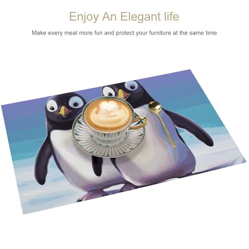 Sets de table pingouin PVC imperméables lavables pour cuisine
