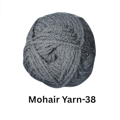 Image of VCR Mohair Nylon Dark Grey Yarn, 100 Grams Hank, 196 Meters Length, Acrylic 75%, Mohair Nylon 25%, Pack of 1 Yarn, Soft Crosia Threads, Suitable for Winter Garments.
