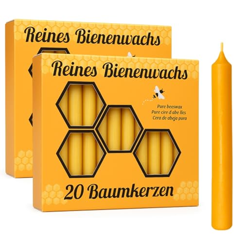 Figura Santa® 40er Set Baumkerzen 100% Bienenwachs-Kerzen als...