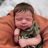 ROSHUAN Echtes Leben Reborn Babypuppen Silikon Vollkörper Vinyl Schlafjunge 18 Zoll Realistische...