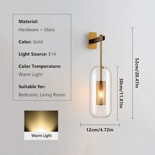 Lámpara de pared con pantalla de vidrio transparente para iluminar tu cuarto 5