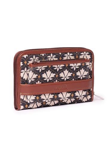 Image of ZOUK Women Bidri Kaiser Motif Printed Handcrafted Classic Zipper Wallet Clutch Purse