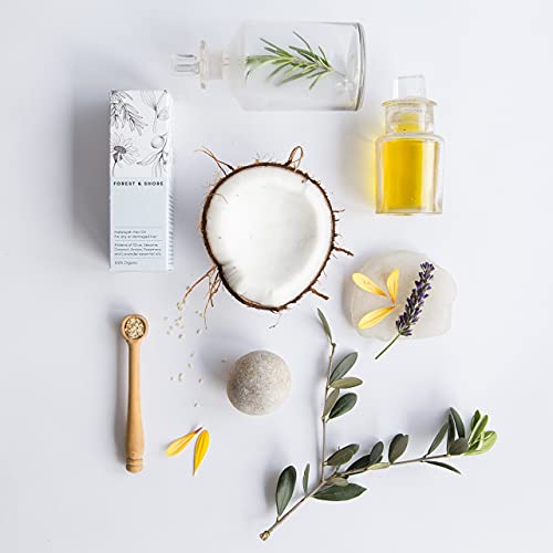 Foto von Natürliches Haaröl zum Haarwachstum beschleunigen mit biologischen Rosmarinöl, Rizinusöl, Mandelöl und Arganöl als Haarmaske und Haarkur (100 ml, Haarpflegeöl)