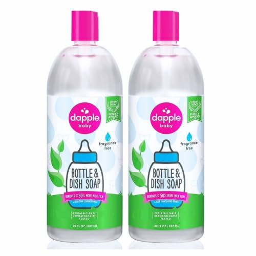 Image of Dapple Baby Fragrance-Free Baby Bottle & Dish Soap Refill - (2 Pack) 30 fl oz - Plant-Powered Cleaner for Bottles, Pump Parts, and Sippy Cups - Removes Milk Film & Odors