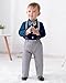 DISAUR Baby Boy Clothes Suits, Toddler Dress Shirt With Bowtie + Suspender Pants Outfit Sets Gentleman Wedding 1-6 Years (dark blue,5-6T)