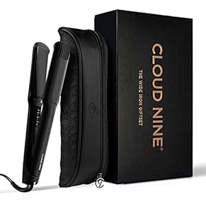 CLOUD NINE The Wide Iron Hair Straightener Gift Set | Ceramic Floating Plates Cushion Spring Flex Technology | Variable Temperature Control 100°C – 200°C | Professional Design for Range of Hair Types…