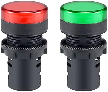 uxcell 2Pcs Red Green Indicator Light AC/DC 110V, 22mm Panel Mount, for Electrical Control Panel, HVAC, DIY Projects