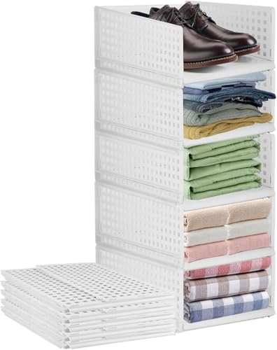 5 unidades de organizador plegable de armario, caja de plástico para cajones, organizador de armario apilable, estantería para guardarropa, dormitorio, hogar, cocina