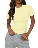 TELA:Esta camiseta de mujer es de malla elástica ribeteada, 95% viscosa y 5% spandex: tacto suave, gran elasticidad, adapta a cualquier movimiento, cómoda todo el día. Básica con estabilidad de forma duradera, ideal para uso diario