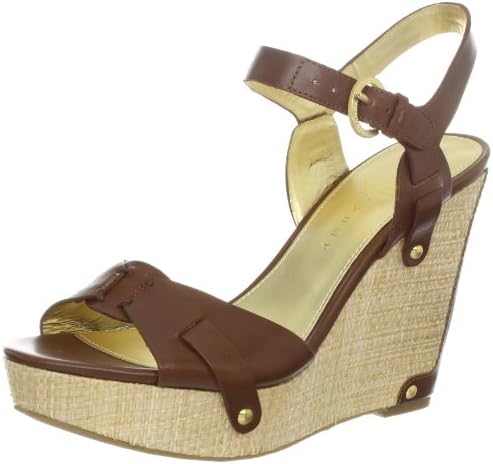 Ivanka Trump Women's Hollyann Wedge Sandal,Brown Leather,10 M US