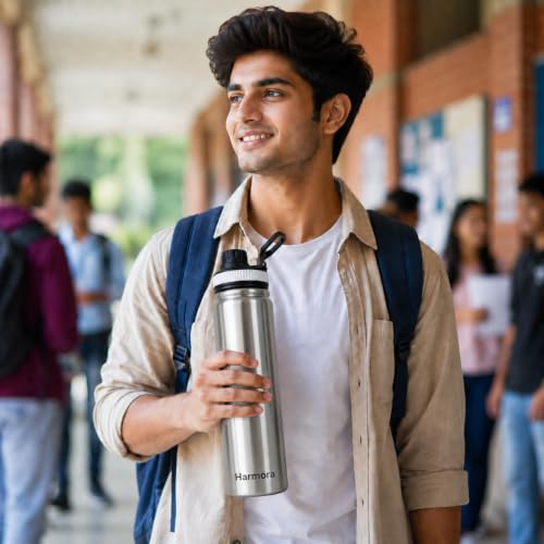 Image of Premium 1 Litre Vacuum Insulated Stainless Steel Water Bottle | SUS 316 Food Grade Steel | Hot 12 Hrs & Cold 24 Hrs | Leakproof, BPA Free | Wide Mouth with Steel Filter (Silver)